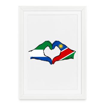 Sierra Leone Namibia Flag Hands Heart - Framed poster (27 × 37 cm) - white - Front