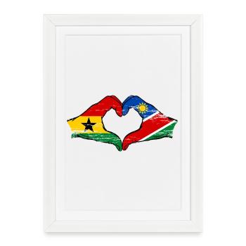 Drapeau du Ghana et de la Namibie, mains en forme de cœur utilisées - Affiche encadrée (27 × 37 cm) - blanc - Devant