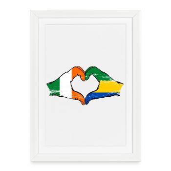 Irlande Gabon Drapeau Mains Coeur Forme Utilisé - Affiche encadrée (27 × 37 cm) - blanc - Devant