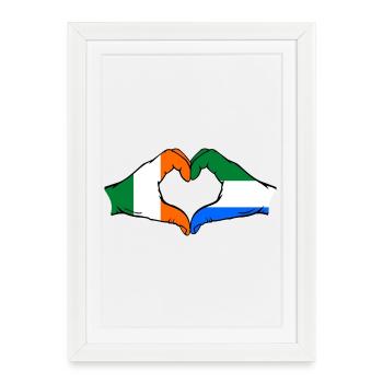 Ireland Sierra Leone Flag Hands Heart Shape - Framed poster (27 × 37 cm) - white - Front