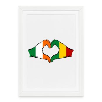 Drapeau Irlande Guinée Mains en forme de cœur - Affiche encadrée (27 × 37 cm) - blanc - Devant