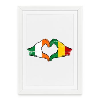 Drapeau Irlande Guinée Mains Forme de cœur utilisé - Affiche encadrée (27 × 37 cm) - blanc - Devant