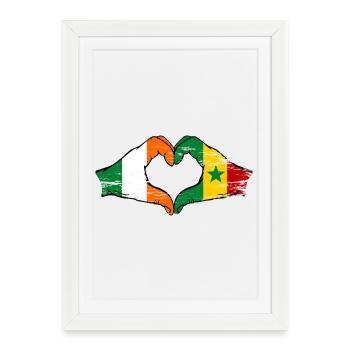 Drapeau Irlande Sénégal Mains Forme de cœur utilisé - Affiche encadrée (27 × 37 cm) - blanc - Devant