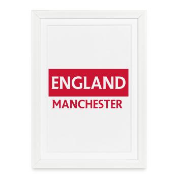 Skyline de Manchester City en Angleterre - Affiche encadrée (27 × 37 cm) - blanc - Devant
