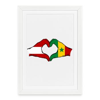 Drapeau Autriche Sénégal Mains en forme de cœur - Affiche encadrée (27 × 37 cm) - blanc - Devant