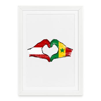 Österreich Senegal Flagge Hände Herzform used - Gerahmtes Poster (27 × 37 cm) - Weiß - Vorne