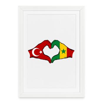 Turquie Sénégal Drapeau Mains Coeur Forme - Affiche encadrée (27 × 37 cm) - blanc - Devant