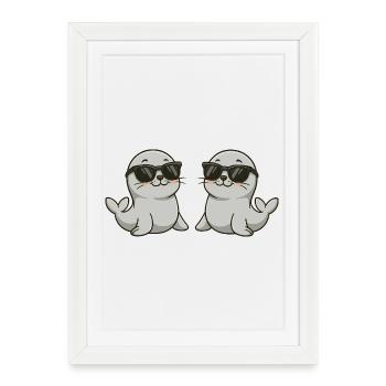 Cool Otter Doppelganger Illustration - Framed poster (27 × 37 cm) - white - Front