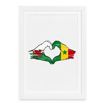 Pays de Galles Drapeau du Sénégal mains forme de coeur utilisé - Affiche encadrée (27 × 37 cm) - blanc - Devant
