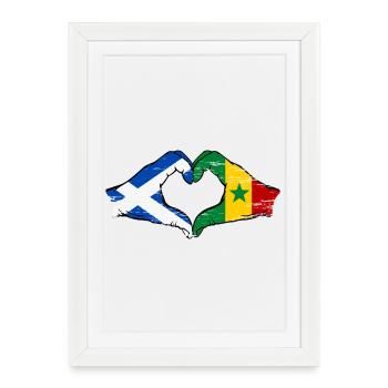 Ecosse Drapeau Sénégal mains forme de coeur utilisé - Affiche encadrée (27 × 37 cm) - blanc - Devant