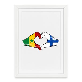 Senegal Finland Flag Hands Heart Shape - Framed poster (27 × 37 cm) - white - Front