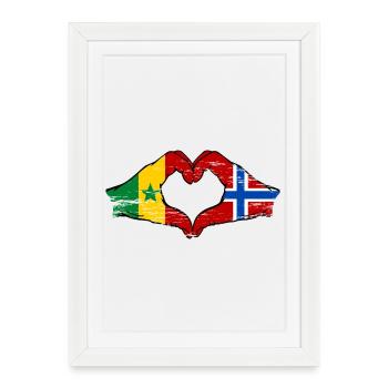 Sénégal Norvège drapeau mains forme de coeur utilisé - Affiche encadrée (27 × 37 cm) - blanc - Devant