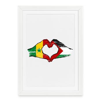 Sénégal Palestine Drapeau Mains Coeur Forme Utilisé - Affiche encadrée (27 × 37 cm) - blanc - Devant