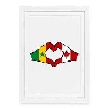 Cœur du Sénégal et drapeaux du Canada - Affiche encadrée (27 × 37 cm) - blanc - Devant