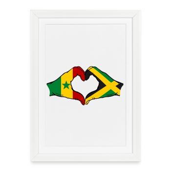 Sénégal Jamaïque drapeau mains forme de coeur utilisé - Affiche encadrée (27 × 37 cm) - blanc - Devant