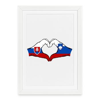 Slovaquie Slovénie Drapeau Herform Mains - Affiche encadrée (27 × 37 cm) - blanc - Devant