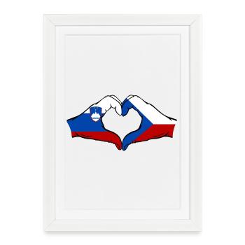 Drapeau de la Slovénie et de la République tchèque - Affiche encadrée (27 × 37 cm) - blanc - Devant