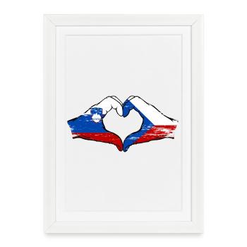 Drapeau de la Slovénie et de la République tchèque utilisés à la main - Affiche encadrée (27 × 37 cm) - blanc - Devant