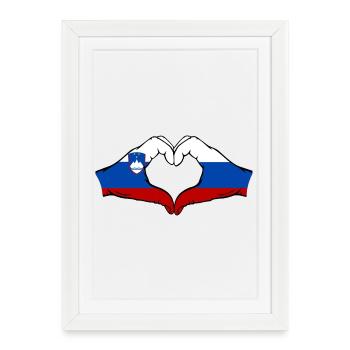 Slovénie Russie Drapeau Coeur - Affiche encadrée (27 × 37 cm) - blanc - Devant