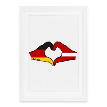 Hollande Lettonie drapeau mains forme de coeur utilisé - Affiche encadrée (27 × 37 cm) - blanc - Devant