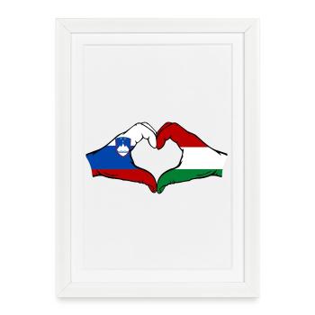Slovénie Hongrie Drapeau Mains Coeur Forme - Affiche encadrée (27 × 37 cm) - blanc - Devant