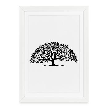 Arbre d’ombrage – Arbre artistique avec des feuilles - Affiche encadrée (27 × 37 cm) - blanc - Devant