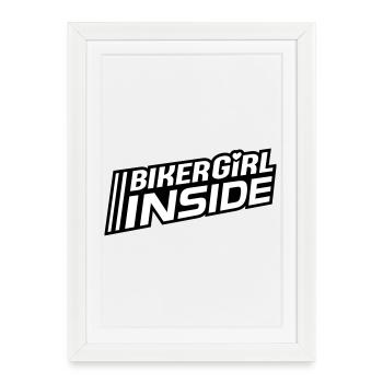 Biker Girl inside lettering (colors can be changed) - Framed poster (27 × 37 cm) - white - Front