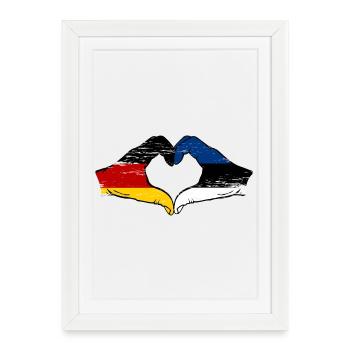 Germany Estonia Flag Heart used - Framed poster (27 × 37 cm) - white - Front