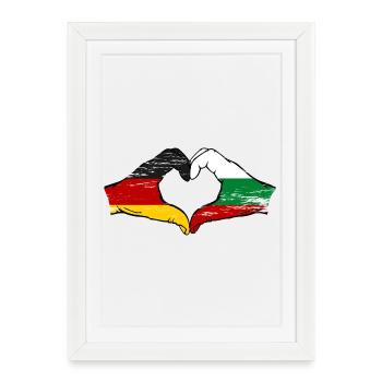 Cœur du drapeau Allemagne Bulgarie - Affiche encadrée (27 × 37 cm) - blanc - Devant