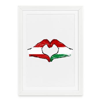 Austria Hungary Flag Heart - Framed poster (27 × 37 cm) - white - Front