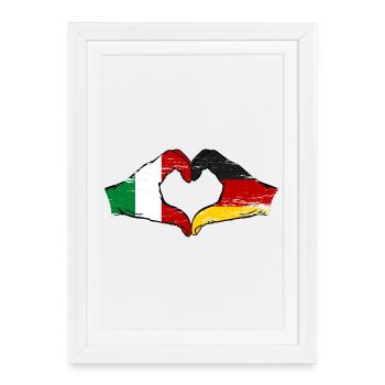 Italien Deutschland Flagge Herz - Gerahmtes Poster (27 × 37 cm) - Weiß - Vorne