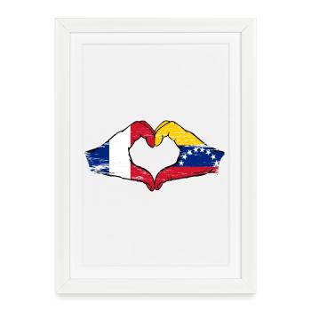 Drapeau du Venezuela Mains Forme de cœur - Affiche encadrée (27 × 37 cm) - blanc - Devant