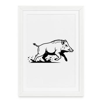 Wild Boar Running Hunting Nature Vector - Framed poster (27 × 37 cm) - white - Front