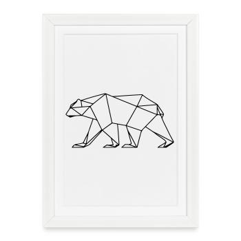Icône polygonale de l’ours polaire - Affiche encadrée (27 × 37 cm) - blanc - Devant