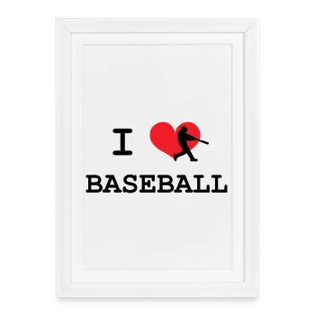 j'aime le baseball - Affiche encadrée (27 × 37 cm) - blanc - Devant
