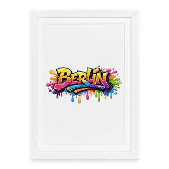 Lettrage graffiti de Berlin avec des effets colorés colorés - Affiche encadrée (27 × 37 cm) - blanc - Devant