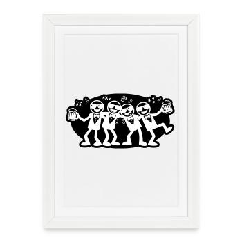 Groom Friends Group Beer - Framed poster (27 × 37 cm) - white - Front