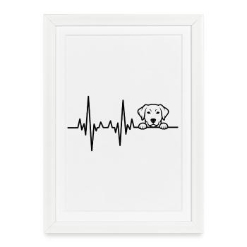 Heartbeat Dog Motif - Heartbeat Dog Heartbeat - Framed poster (27 × 37 cm) - white - Front