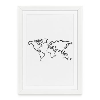 World Map Line Art - Framed poster (27 × 37 cm) - white - Front