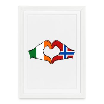 Irlande Drapeau de la Norvège Mains en forme de cœur - Affiche encadrée (27 × 37 cm) - blanc - Devant