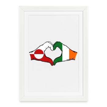 Greenland Ireland Flag Hands Heart Shape - Framed poster (27 × 37 cm) - white - Front