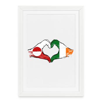 Drapeau du Groenland Irlande Mains Forme de cœur utilisé - Affiche encadrée (27 × 37 cm) - blanc - Devant
