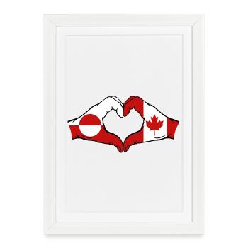 Drapeau du Canada Groenland, Mains en forme de cœur - Affiche encadrée (27 × 37 cm) - blanc - Devant