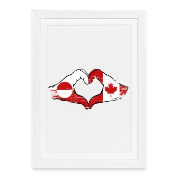 Mains du drapeau du Groenland, Canada, forme de cœur utilisée - Affiche encadrée (27 × 37 cm) - blanc - Devant