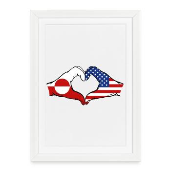 Drapeau des États-Unis Mains Forme de cœur - Affiche encadrée (27 × 37 cm) - blanc - Devant