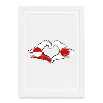 Drapeau du Groenland-Japon Mains en forme de cœur utilisé - Affiche encadrée (27 × 37 cm) - blanc - Devant
