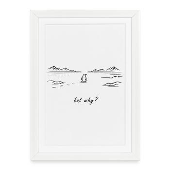 Penguin Heading to Mountain - Nihilist Penguin Tee - Framed poster (27 × 37 cm) - white - Front
