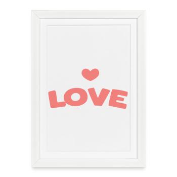 Amour Pastel: Lettrage Coeur - Affiche encadrée (27 × 37 cm) - blanc - Devant