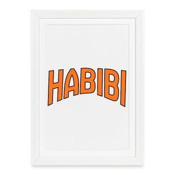 Imprimé de lettrage courbe Habibi - Affiche encadrée (27 × 37 cm) - blanc - Devant