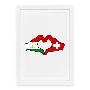 Cœur du drapeau du Suisse du Tadjikistan - Affiche encadrée (27 × 37 cm) - blanc - Devant